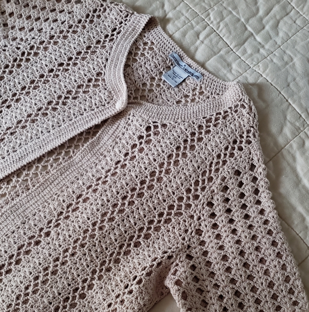 Serengeti Boho Cotton Open Knit Crochet Cardigan - Picture 9 of 9